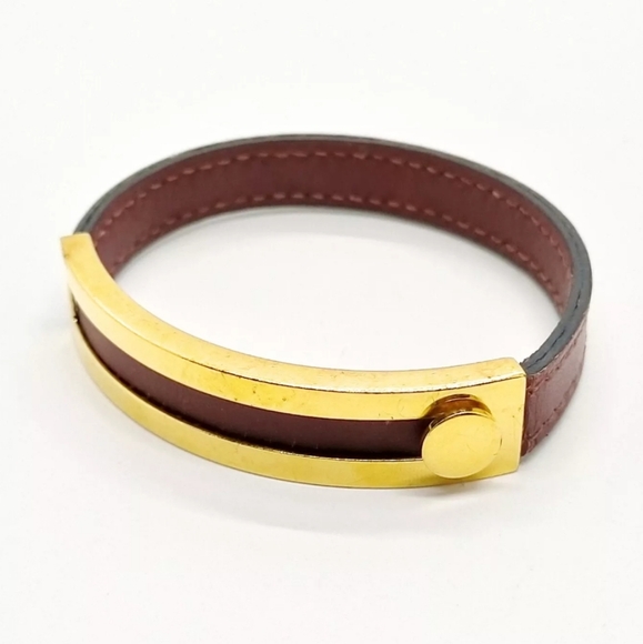 HERMES BRACELET BORDEAUX/GOLD - Picture 1 of 12